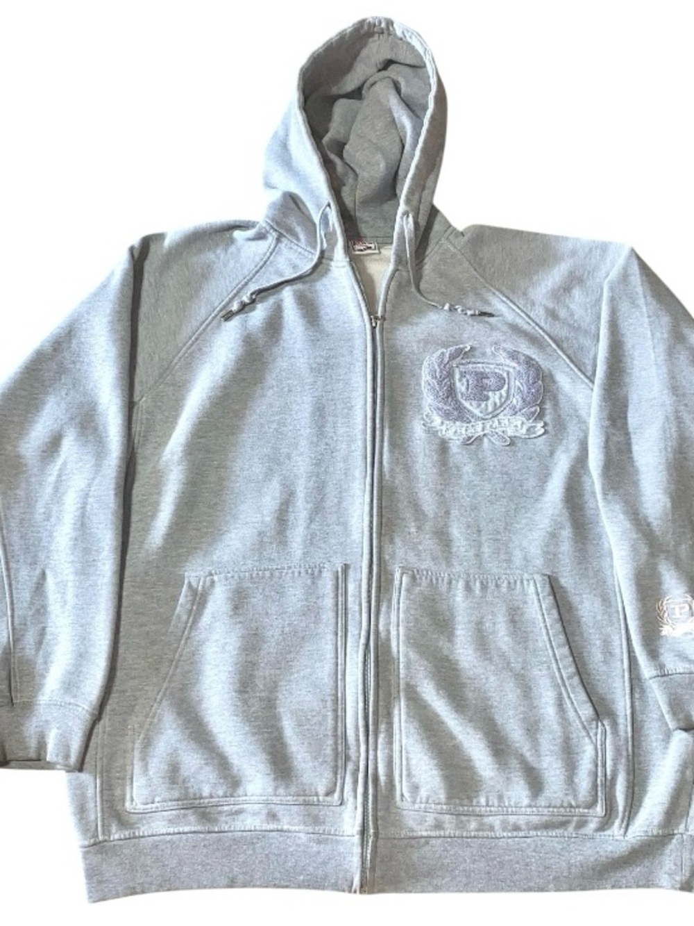 Vintage Phat Farm Embroidered Logo Grey Full Zip Hoodie Streetwear Y2K 2XL (DB3)